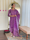 VIVATRA Women's French Crepe Mirrored Work A-Line Kurta with Viscose Gadhval Pant And Chinon Dupatta Sets