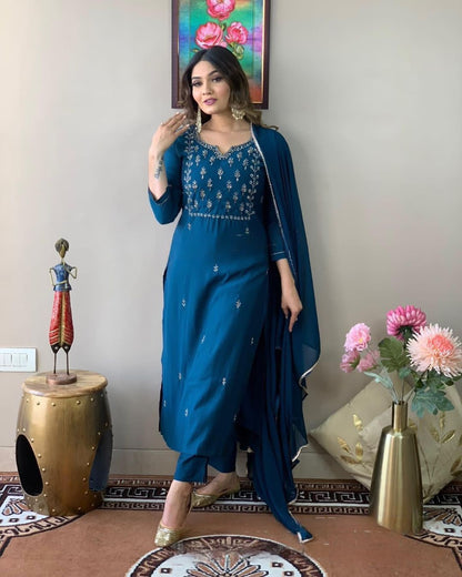 Stylish and Daily Wear Cotton Kurta set with Dupatta, printed kurta and pant set with dupatta