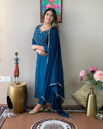 Stylish and Daily Wear Cotton Kurta set with Dupatta, printed kurta and pant set with dupatta