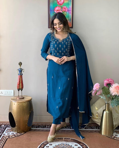 Stylish and Daily Wear Cotton Kurta set with Dupatta, printed kurta and pant set with dupatta