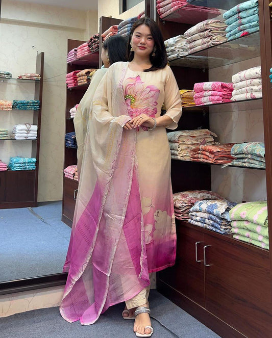 Women's Designer Fancy Kurti Pant Dupatta Set