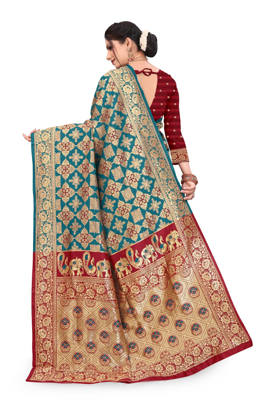 Patola Silk Saree with Full Heavy Zari Woven Design and Blouse