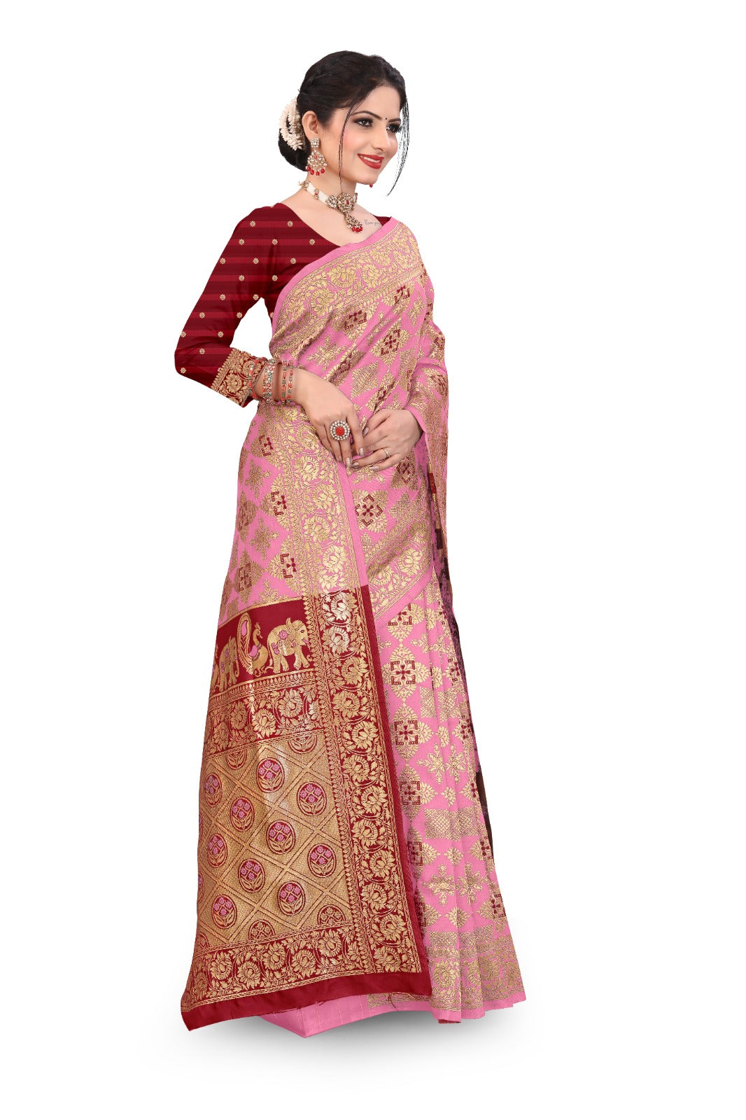 Patola Silk Saree with Full Heavy Zari Woven Design and Blouse