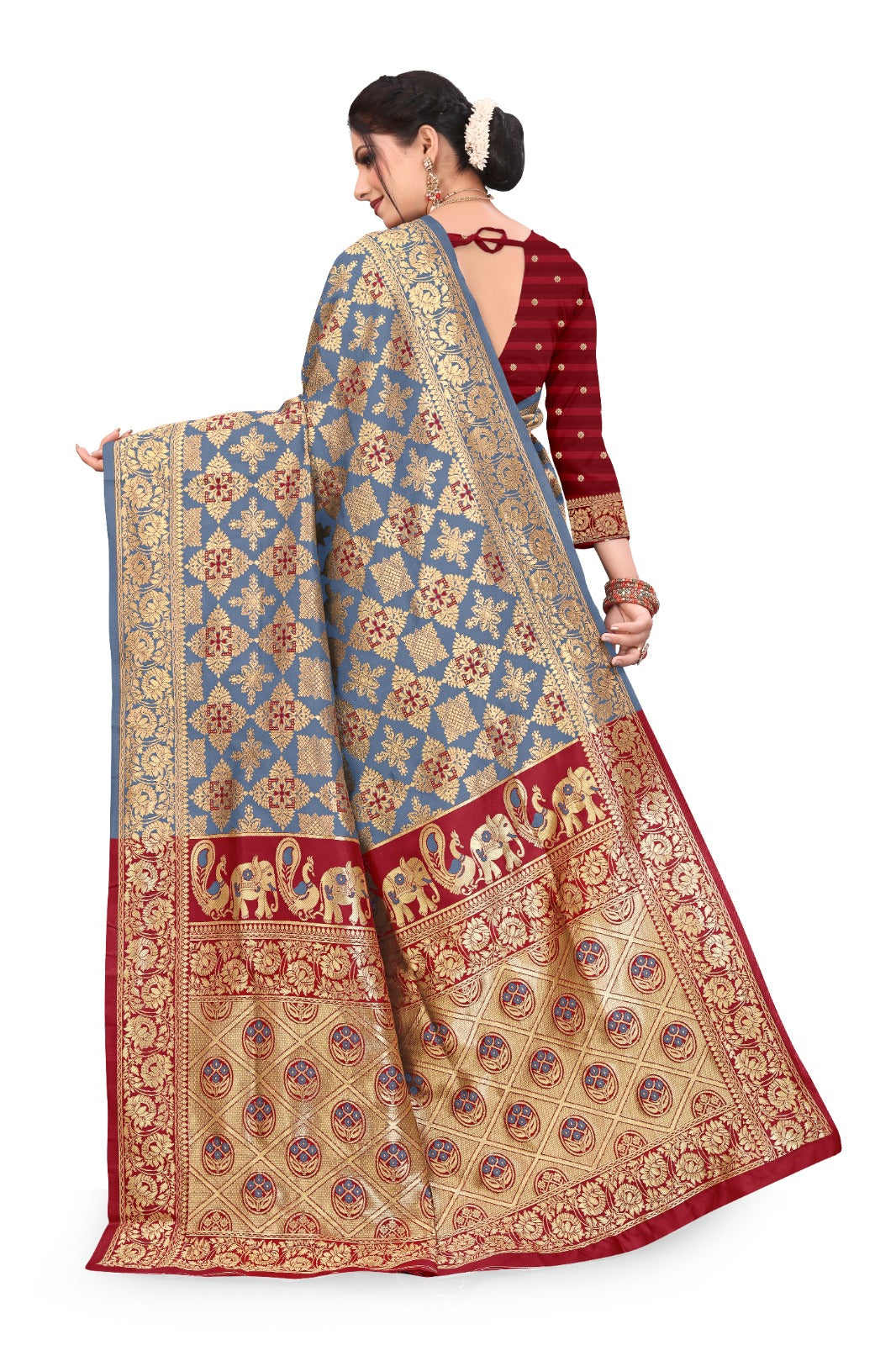 Patola Silk Saree with Full Heavy Zari Woven Design and Blouse