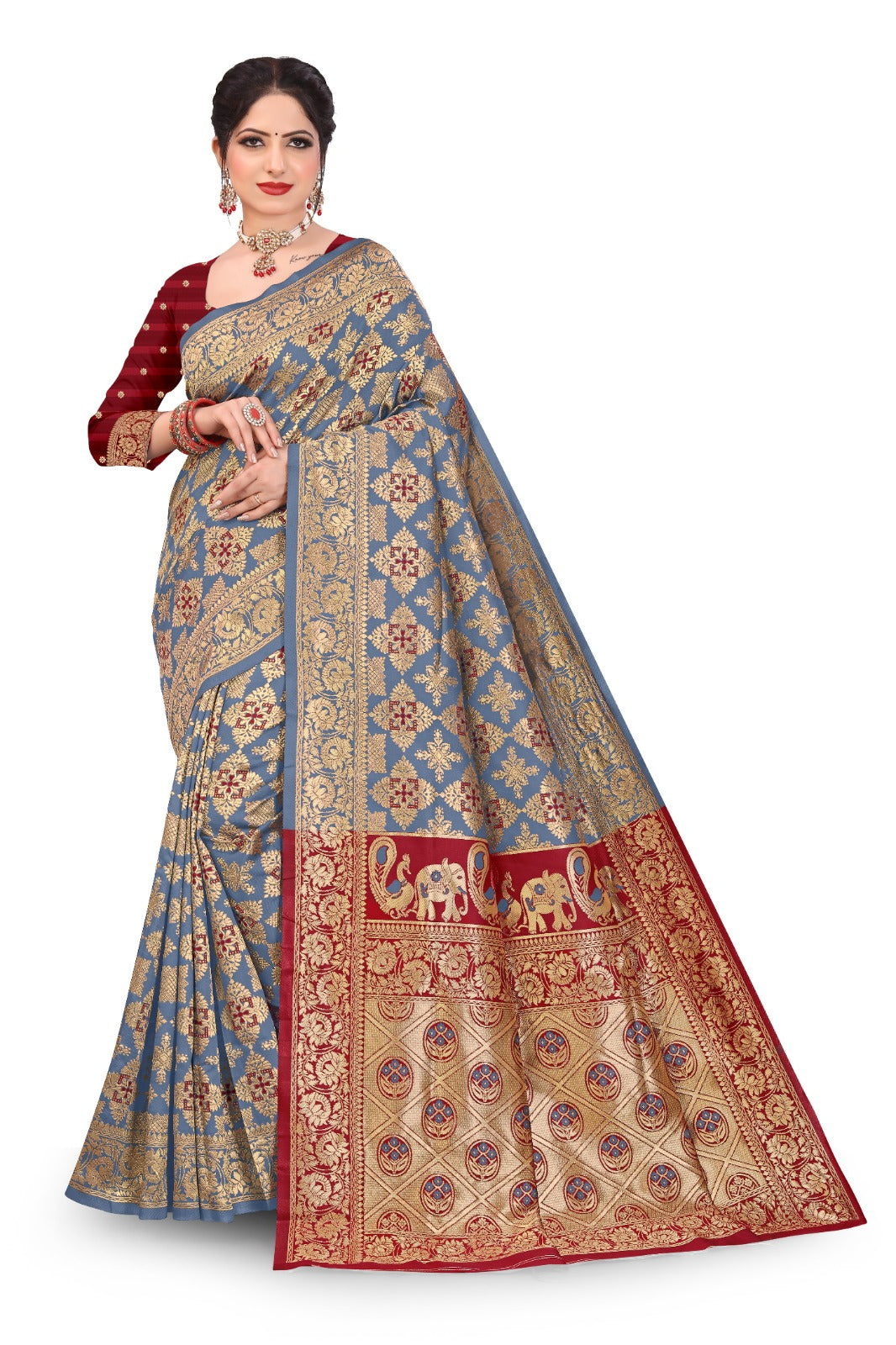 Patola Silk Saree with Full Heavy Zari Woven Design and Blouse