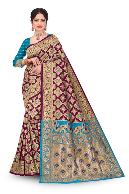 Patola Silk Saree with Full Heavy Zari Woven Design and Blouse