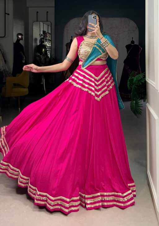 Traditional Pink Color Pure Rayon Lehenga Choli