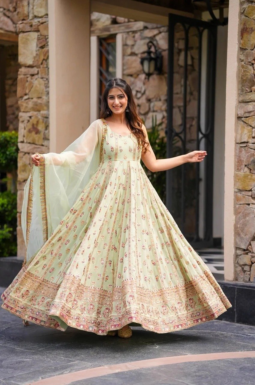 Designer Embroidered Georgette Gown