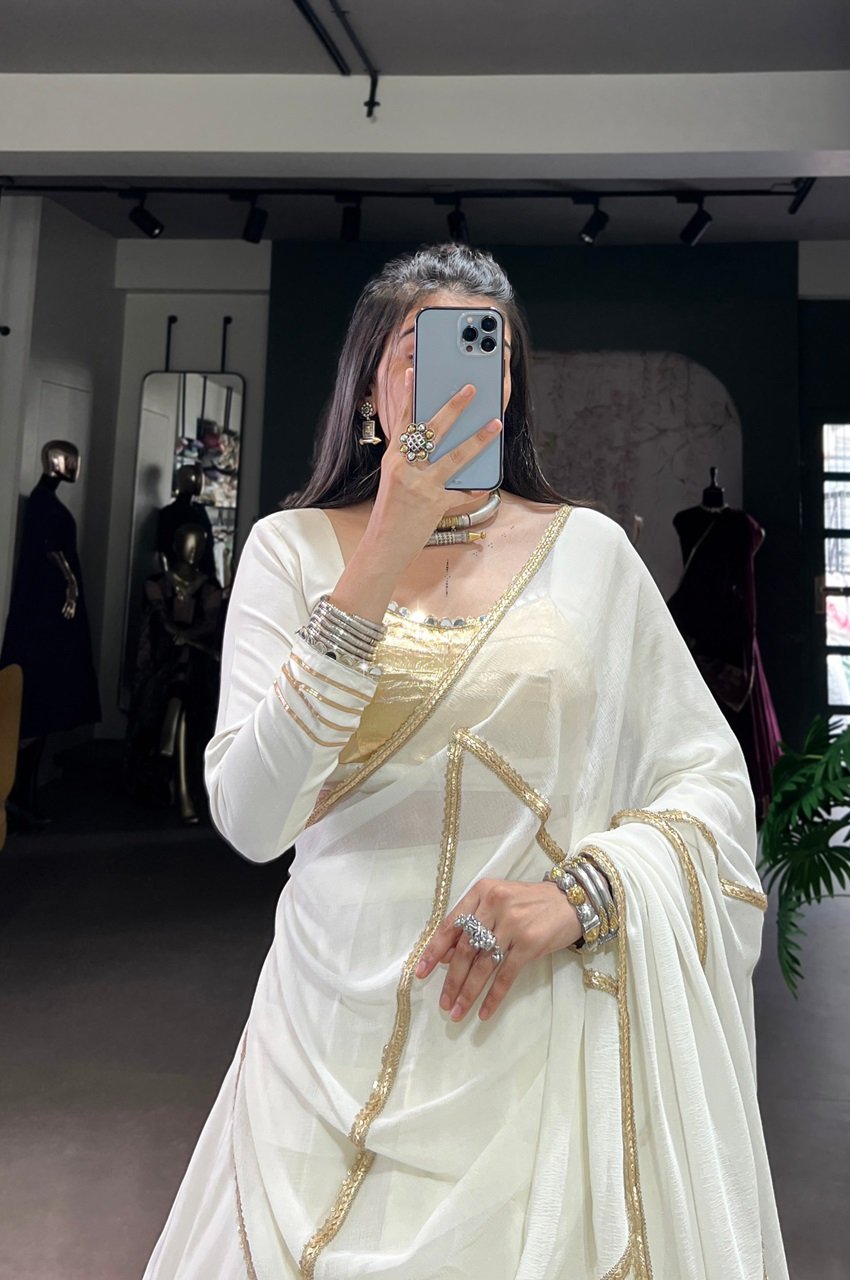 White Navratri Lehenga Choli by DhingliMatching