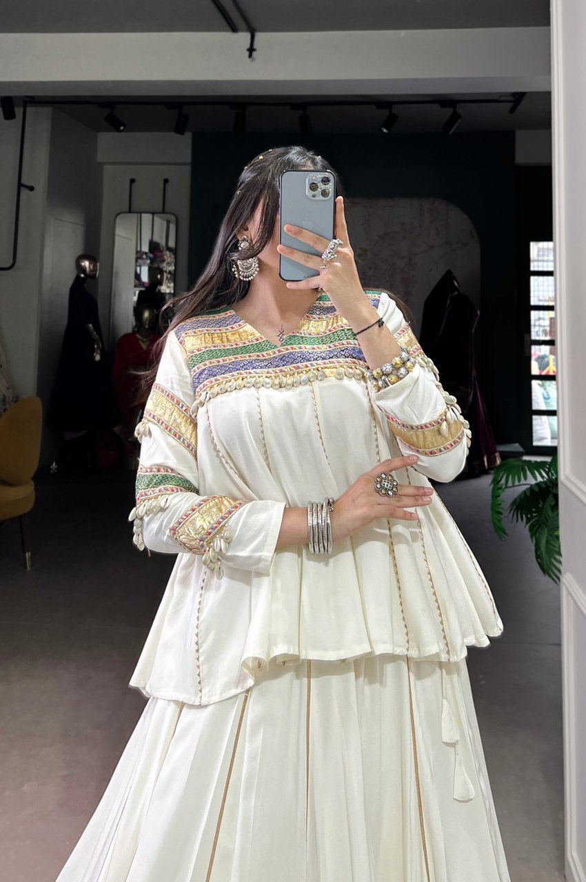 White Navratri Lehenga Choli