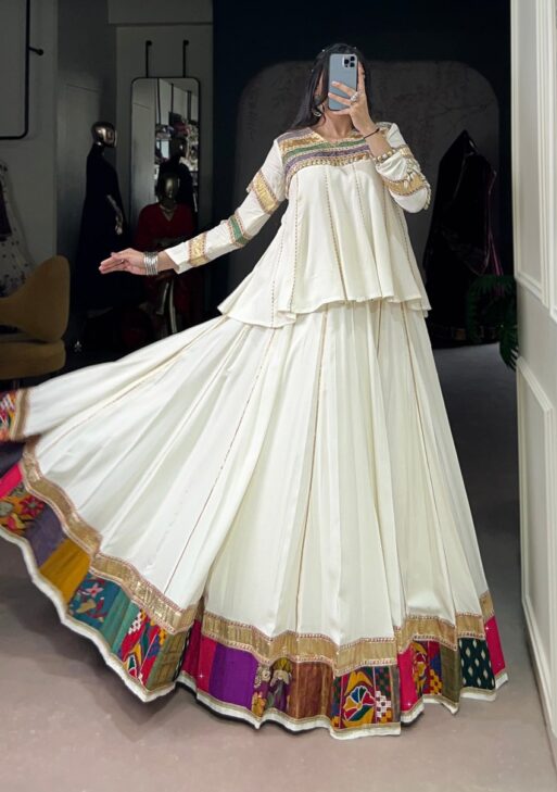 White Navratri Lehenga Choli