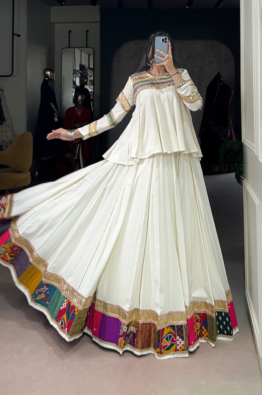 White Navratri Lehenga Choli