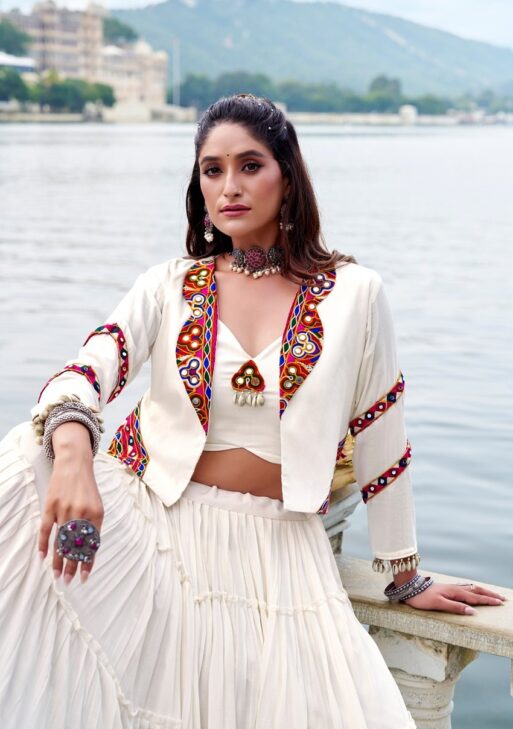 Elegant White Navratri Lehenga Choli